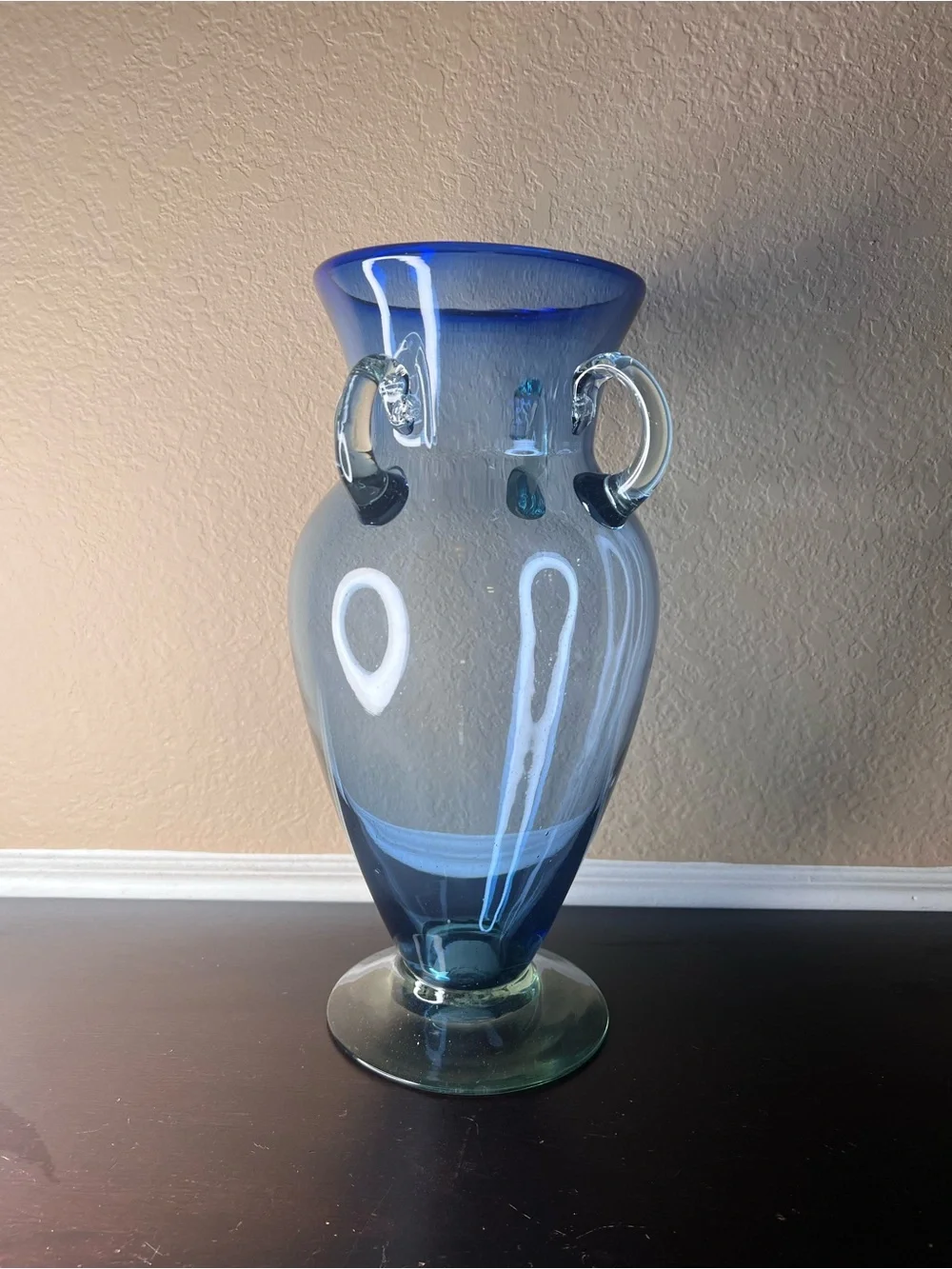 Vintage 1960s Blenko Cobalt Blue Amphora Vase Hand Blown 4 Handle Art Glass - Picture 2 of 10